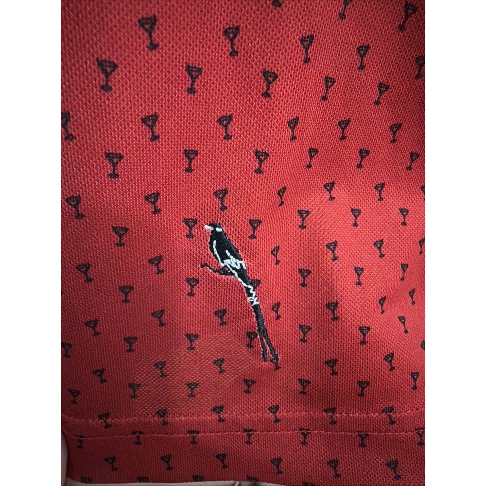 Straight Down Polo Shirt Mens Medium Red Golf Martini Cocktail Performance - Picture 3 of 7